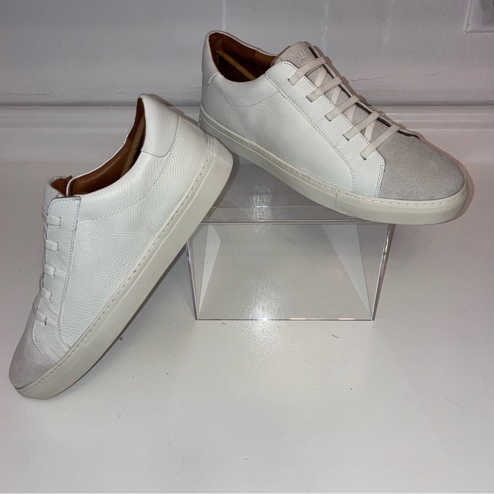 Allen Edmonds White Fisher Mix Leather Sneakers Sz 12 - Picture 2 of 10
